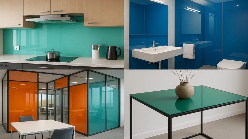 Lacobel glass application in interior decoration, kitchen, table, bathroom and offices Lacobel glass application in interior decoration, kitchen, table, bathroom and offices